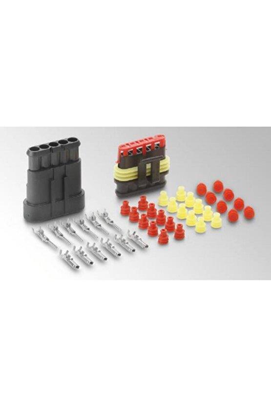5 Pin Süperseal Su Geçirmez Araç Konnektörü Dişi-Erkek 15 mm