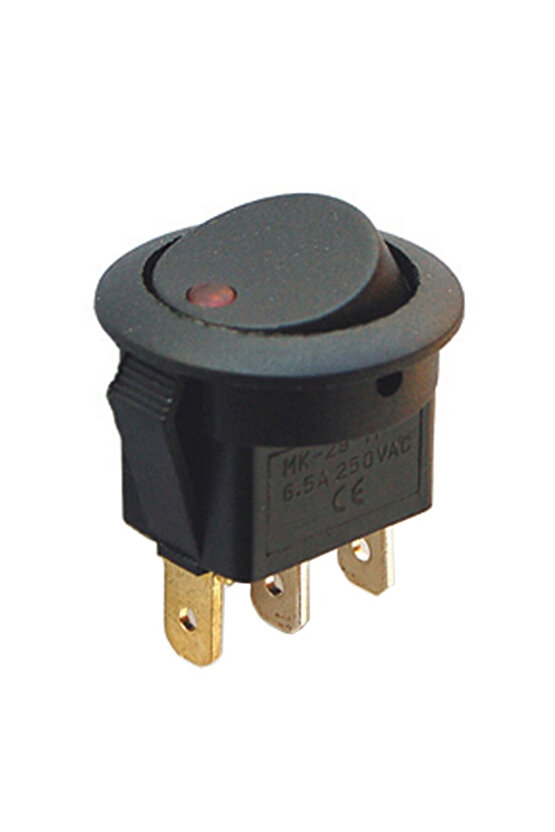 YUVARLAK NOKTA IŞIKLI 3 PİN 12 VOLT ON-OFF ANAHTAR (IC-132A) (81)
