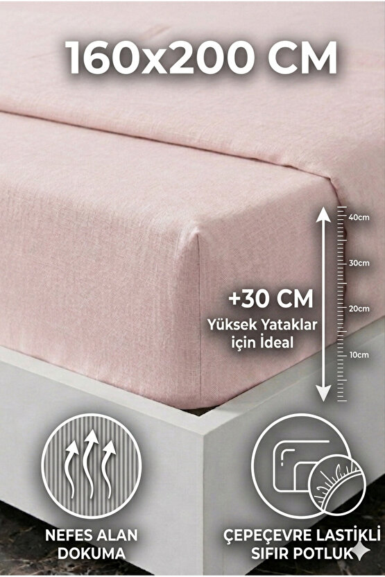 160x200cm Çift Kişilik Pamuklu Lastikli Çarşaf ( Yastık Kılıfı 50x70cm HEDİYELİ )