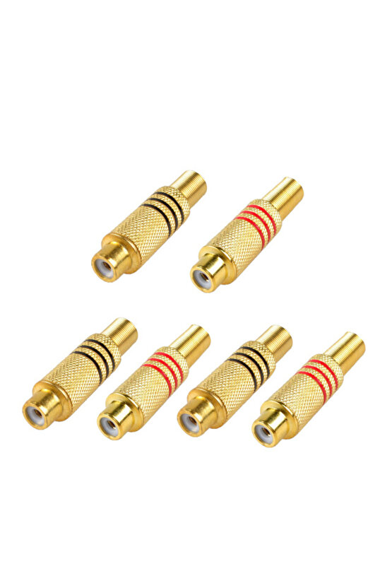 Rca Dişi Jack Kırmızı-Siyah Gold