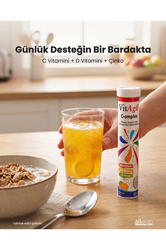 Vitamin C + D ve Çinko | C-omplex 20 Efervesan Tablet