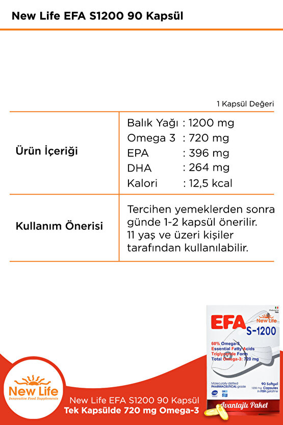 Newlife Efa S 1200 Mg 90 Kapsül
