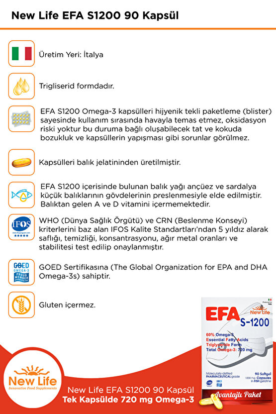 Newlife Efa S 1200 Mg 90 Kapsül