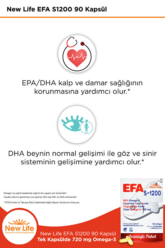 Newlife Efa S 1200 Mg 90 Kapsül
