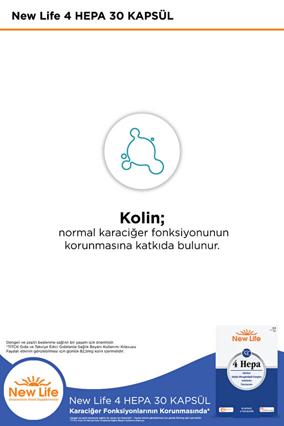 4 Hepa 30 Yumuşak Kapsül Kolin - Silibin Fosfolipid Kompleksi - Enginar - Karahindiba