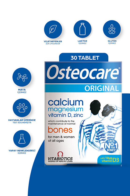 Kalsiyum,Magnezyum, Çinko, D vitamini İçeren Kemik Sağlığı Vitamini 30 Tablet
