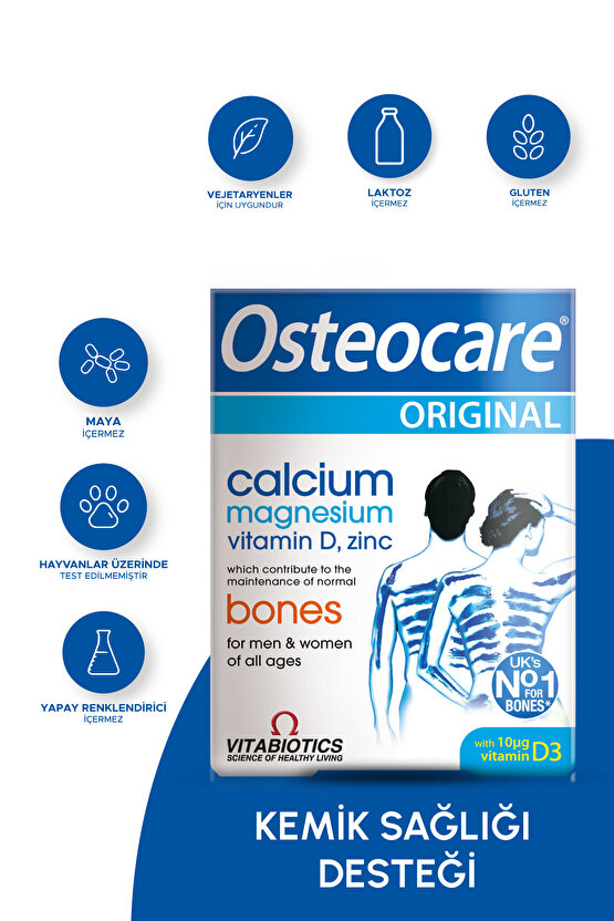 Kalsiyum, Magnezyum, Çinko, D Vitamini İçeren Kemik Sağlığı Vitamini 90 Tablet