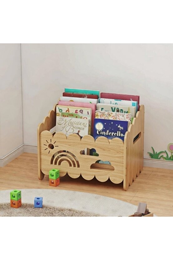 Montessori Ahşap Oyuncak ve Kitap saklama Kutusu