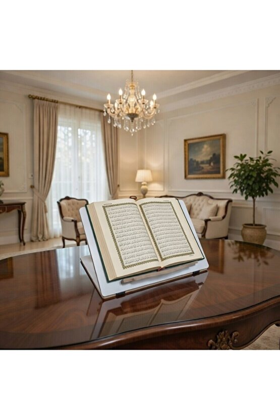 Menteşeli Beyaz Rahle Masaüstü Seyyar Katlanabilir Kitap Okuma Standı ve Tabletlik