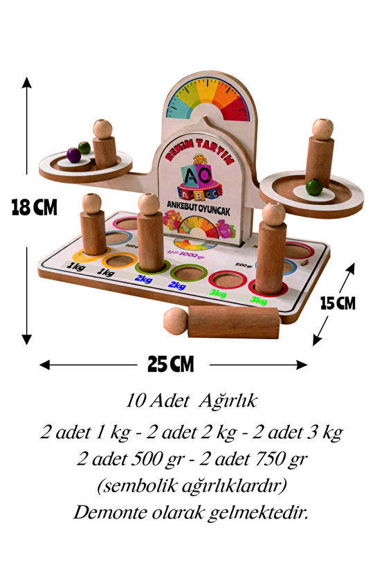 Benim Tartım Ağırlık Ölçme ve Denge Oyunu Montessori Ahşap