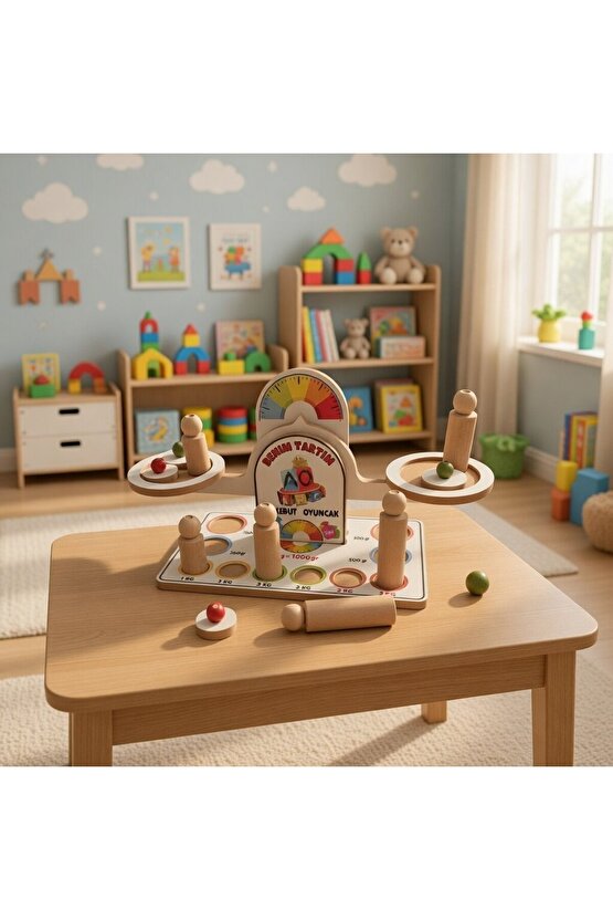 Benim Tartım Ağırlık Ölçme ve Denge Oyunu Montessori Ahşap