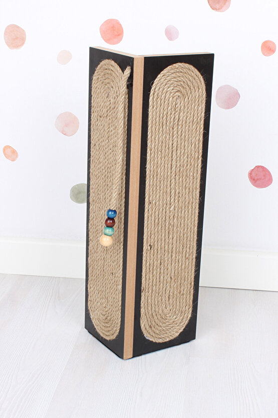 Kedi Tırmalama Tahtası Köşe Model Boncuk Detaylı Siyah Renk