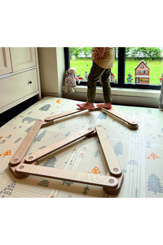 Montessori ahşap denge kirişi denge ve koordinasyon tahtası 6lı
