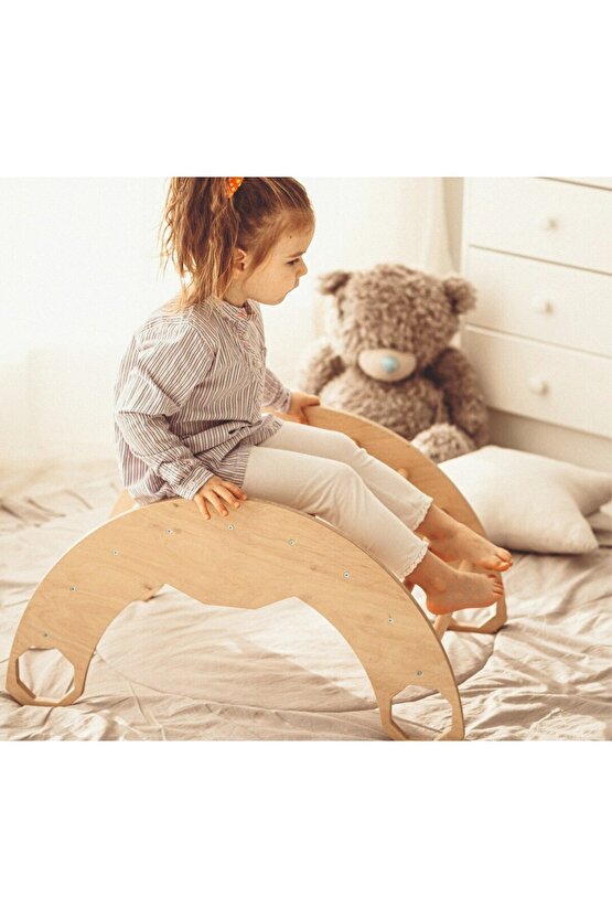 Montessori Ahşap Pikler Halkası Tırmanma Merdiveni orta boy