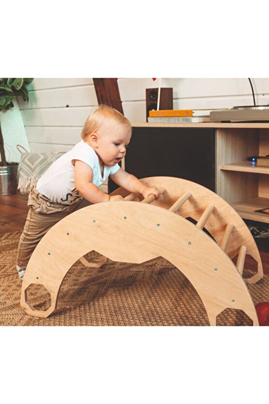 Montessori Ahşap Pikler Halkası Tırmanma Merdiveni orta boy