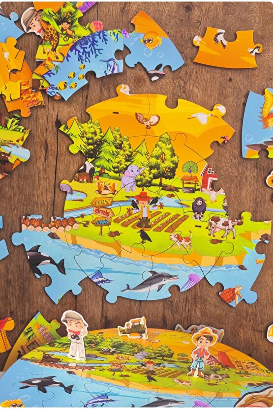 3D Hayvanlar Alemi Puzzle Orman , Çiftlik , Deniz ve Uçan hayvanlar