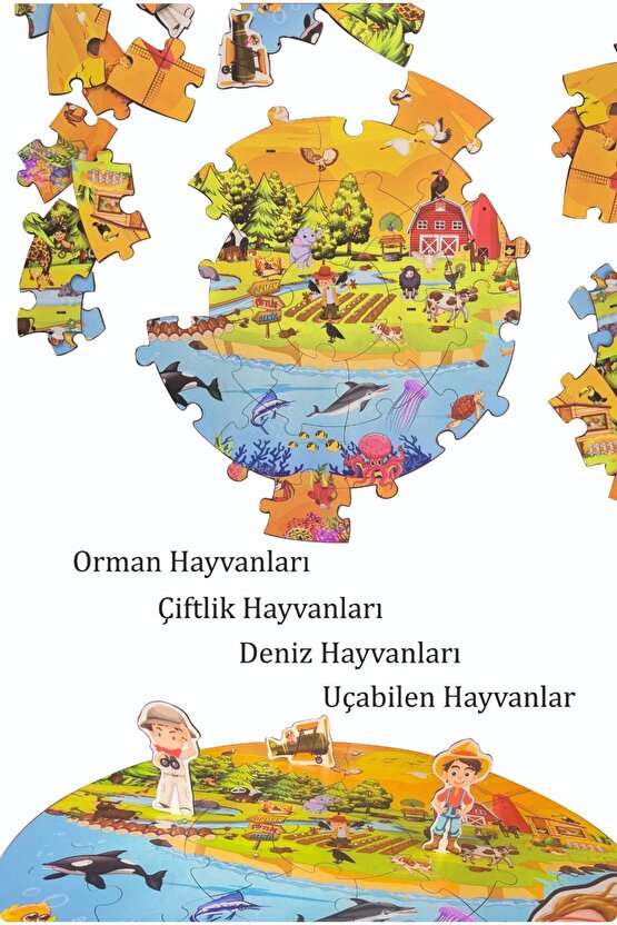 3D Hayvanlar Alemi Puzzle Orman , Çiftlik , Deniz ve Uçan hayvanlar