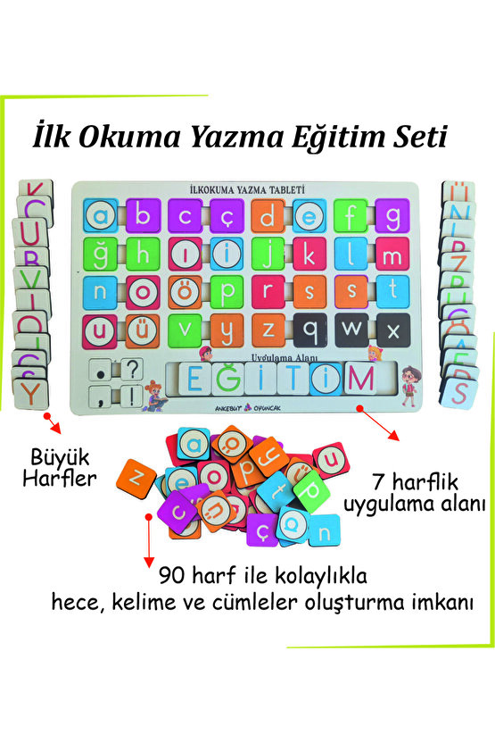 Ahşap İlk Okuma Yazma Eğitim Seti Okuma Yazma Öğreniyorum Türkçe İngilizce