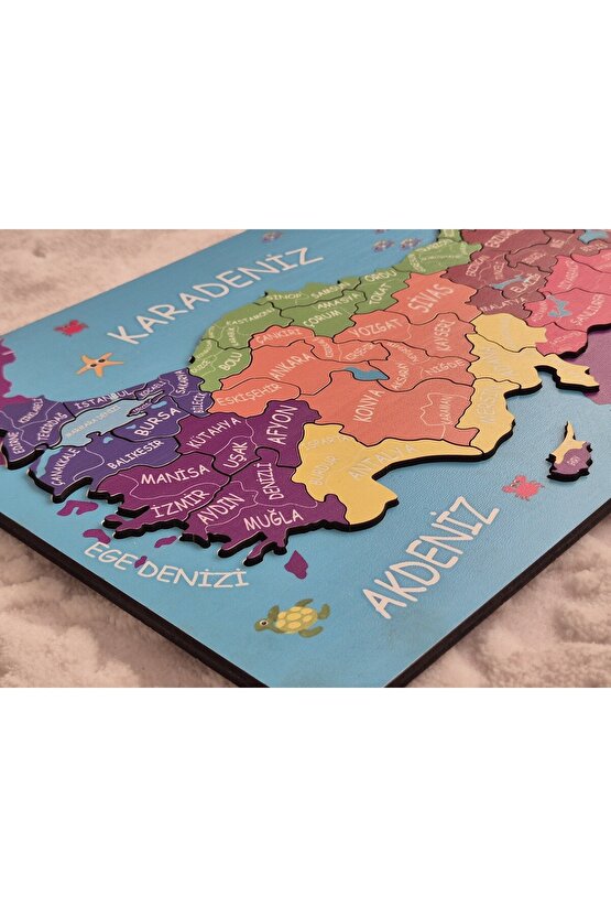 Ahşap Kabartmalı Türkiye Haritası ve Komşu Ülkeler, Denizler