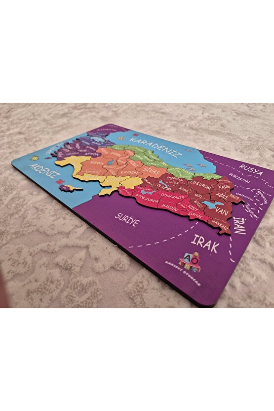Ahşap Kabartmalı Türkiye Haritası ve Komşu Ülkeler, Denizler