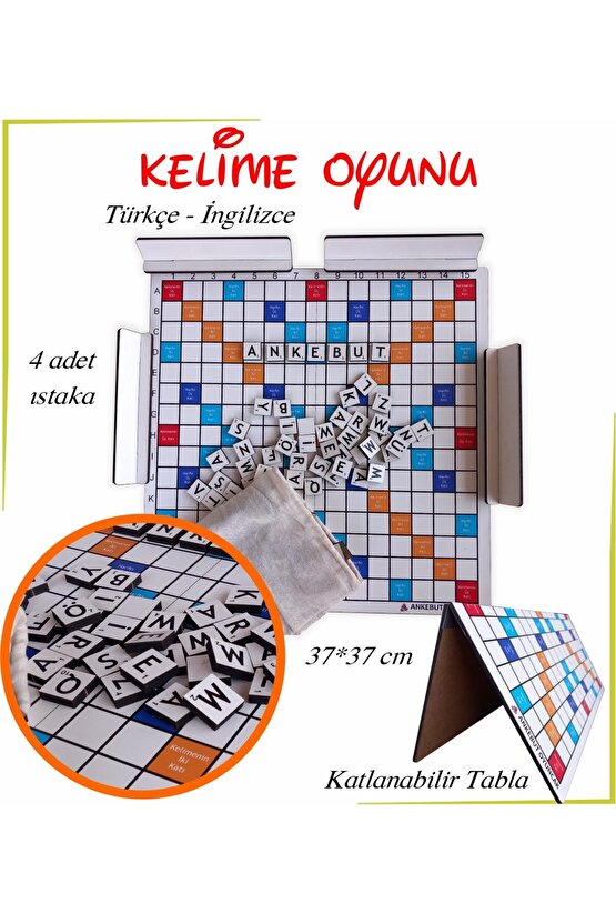 Ahşap Kelime Oyunu Katlanabilir Tabla