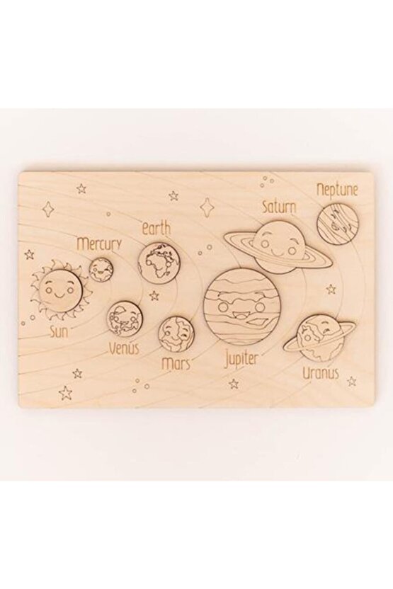 Ahşap Yapboz Güneş Sistemi Puzzle 30 Cm * 22 Cm