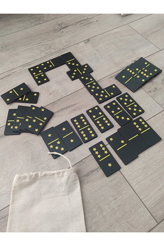 Ahşap Yıldızlı Domino Büyük Boy 8 Cm * 4 Cm