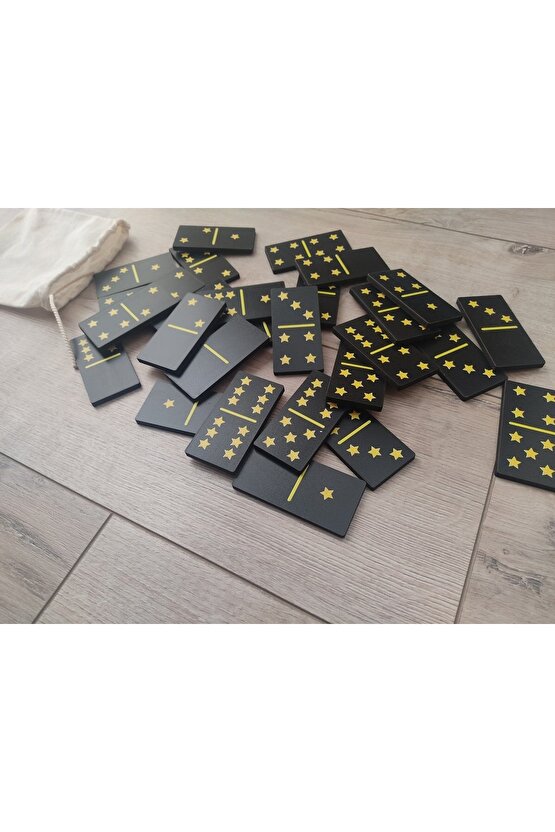 Ahşap Yıldızlı Domino Büyük Boy 8 Cm * 4 Cm