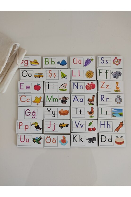 Renkli Resimli Alfabe Domino Puzzle