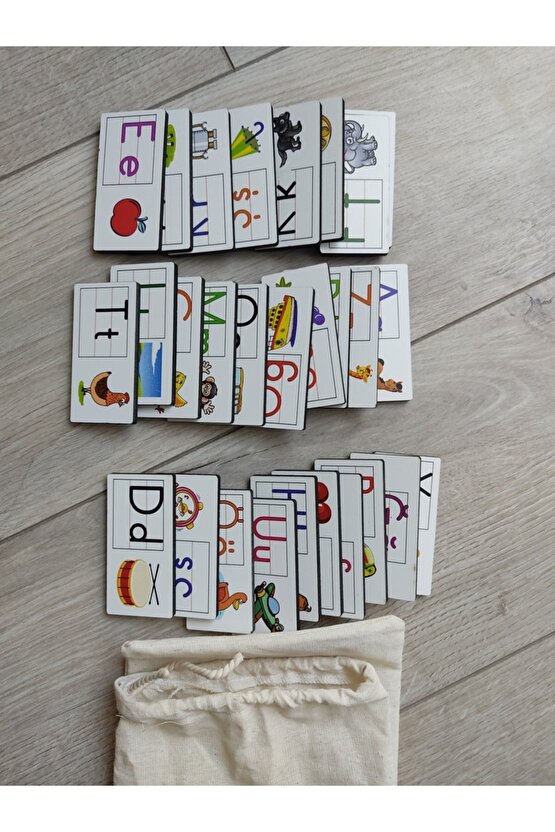 Renkli Resimli Alfabe Domino Puzzle