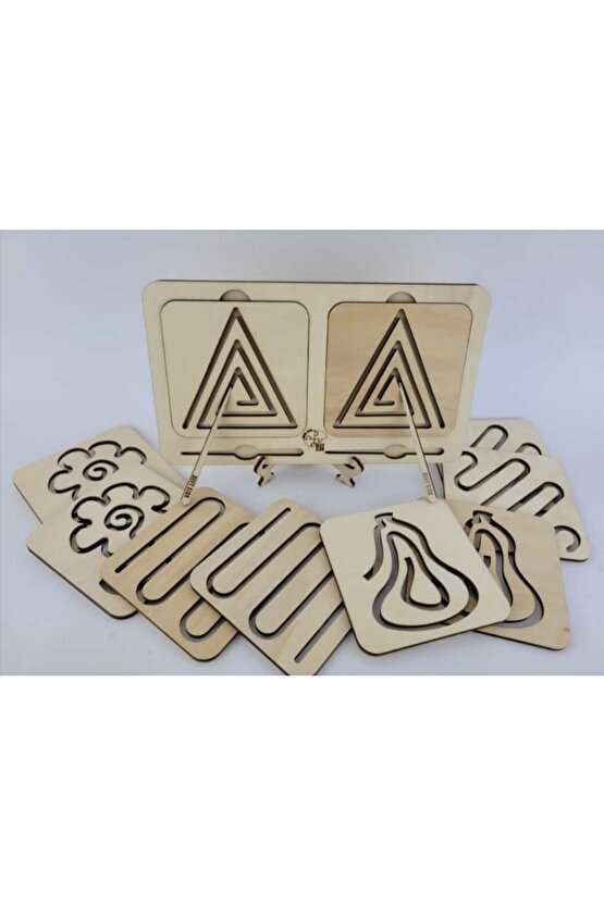 Montessori Kalemli Tablalı Iki El Kas Hareketleri Için Çizgi Çalışma Şablonları