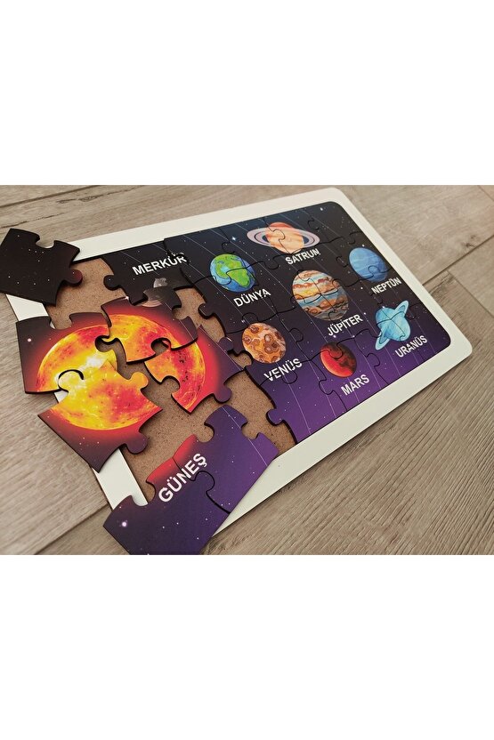 Güneş Sistemi 24 Parça Renkli Ahşap Puzzle