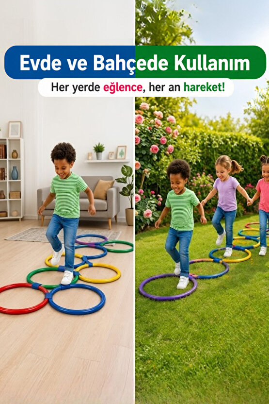Sek Sek Halka Oyunu | 10 Renkli Halka Birleştirmeli Parkur Oyuncağı | Denge ve Koordinasyon Eğitici Oyuncak