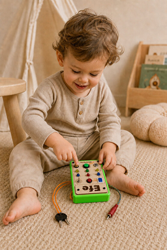 Montessori Aktivite Panosu Kişiye Özel İsimli - Mavi - Eğitici Oyuncak