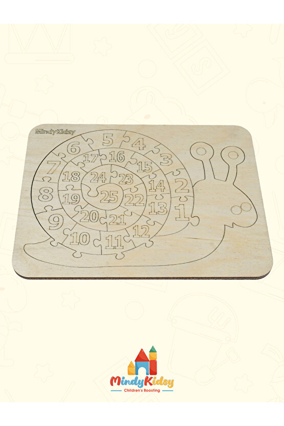 Ahşap Sayı Öğretici Salyangoz Doğal Yapboz | Montessori Eğitici Puzzle