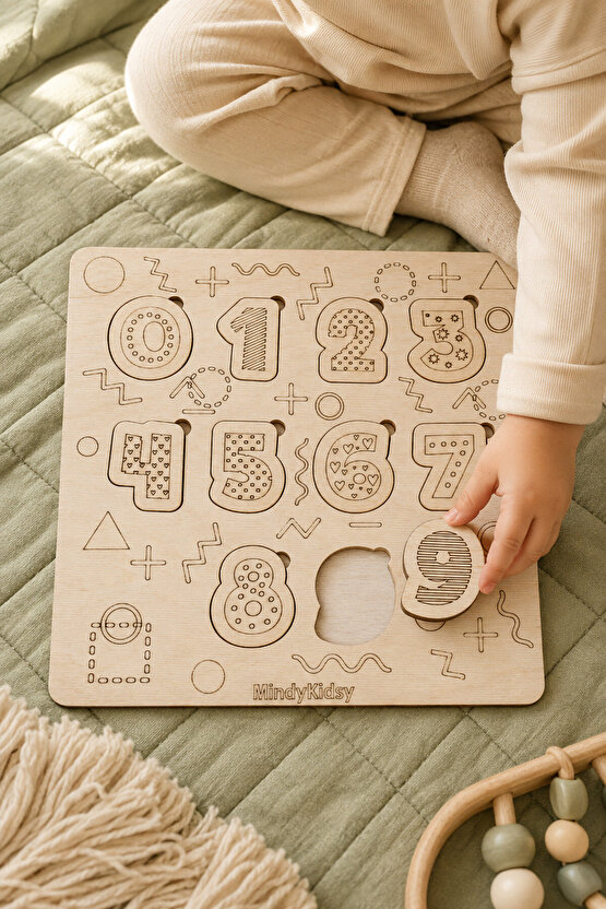 Ahşap Sayı Eşleştirme Yapbozu | Montessori Eğitici Puzzle