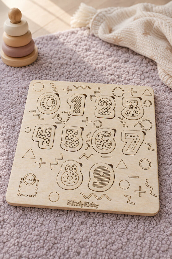 Ahşap Sayı Eşleştirme Yapbozu | Montessori Eğitici Puzzle