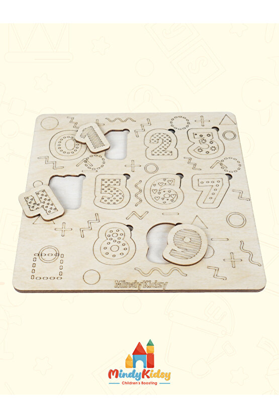 Ahşap Sayı Eşleştirme Yapbozu | Montessori Eğitici Puzzle
