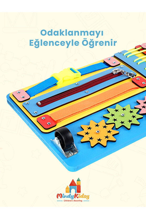 Montessori Aktivite ve Öğrenme Panosu Eğitici 30x20 Geliştirici Ahşap Oyuncak Tahtası