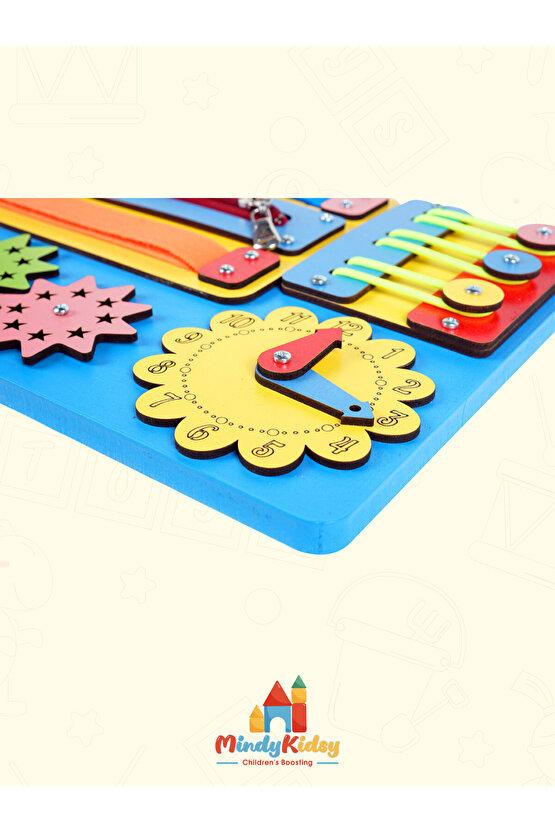 Montessori Aktivite ve Öğrenme Panosu Eğitici 30x20 Geliştirici Ahşap Oyuncak Tahtası