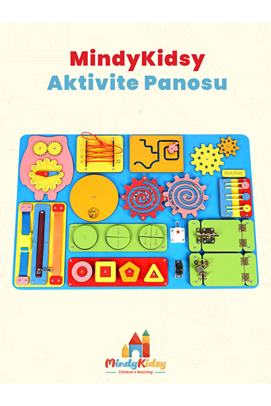 Montessori Aktivite ve Öğrenme Panosu Eğitici 60x40 Geliştirici Ahşap Oyuncak Tahtası