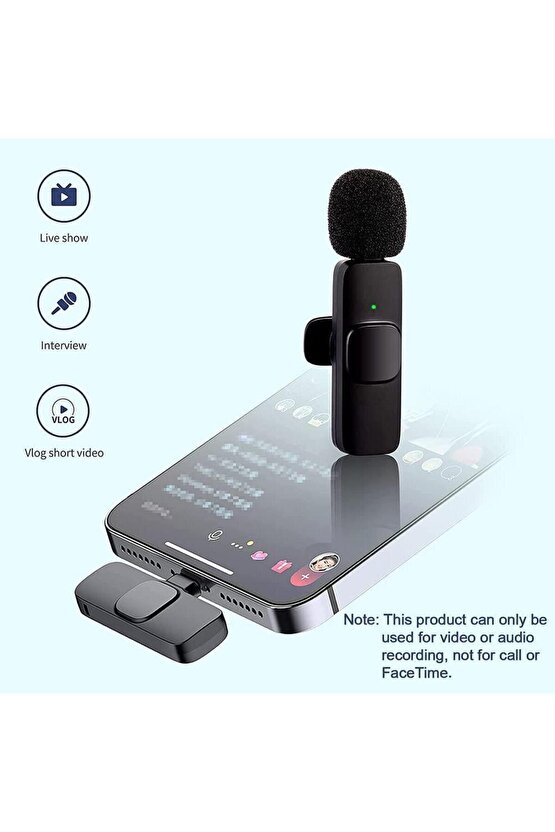 Mini Yaka Mikrofonu Type-C 2 Adet Taşınabilir Mikrofon K9