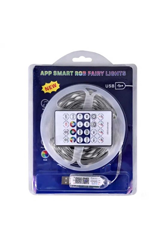 SESE DUYARLI 5V USB GİRİŞLİ UZAKTAN KUMANDALI BLUETOOTH APP DESTEKLİ RGB ŞERİT LED IŞIK SU GEÇİRMEZ