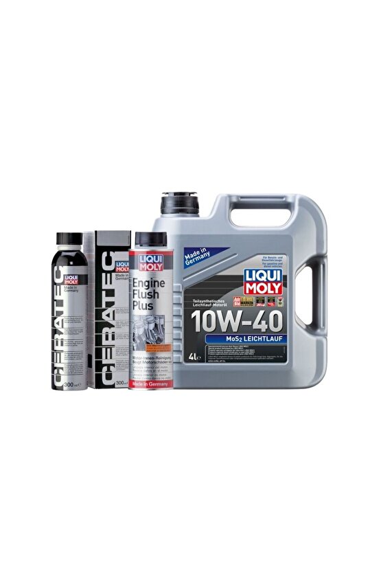 10W40 Motor Yağı MoS2li 4 LT,Seramik Motor Koruyucu,Motor Temizleyici Engine Flush Set