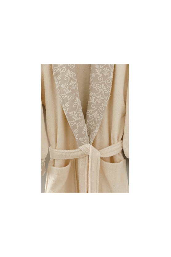 Elegant Jacard Femeie Halat L-xl Bej