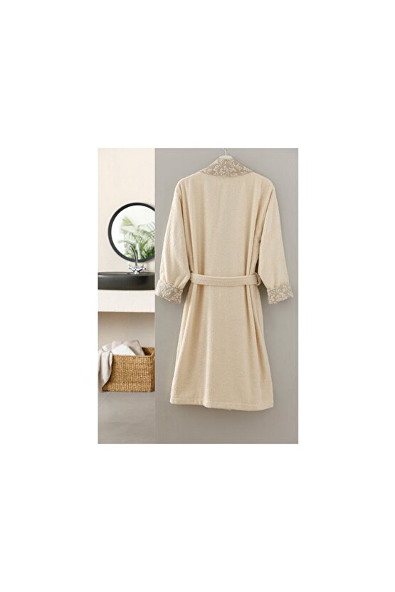 Elegant Jacard Femeie Halat L-xl Bej