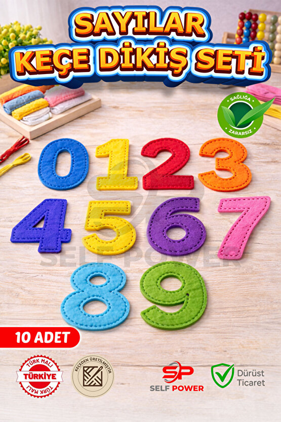 Sayılar Keçe Dikiş Seti 0-9 – 10 Adet Eğitici Çocuk Etkinlik ve El İşi Seti