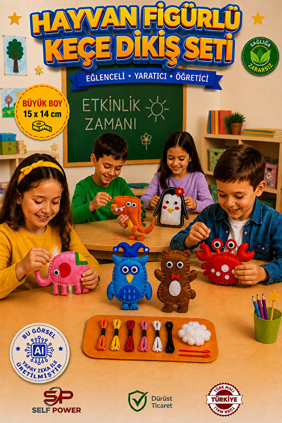 6 Adet Çocuklar Için Kendin Yap Keçe Dikiş El Sanatları Seti (Fiğür Seçilebilir )3 Yaş Ve Üzeri Çocuklar Için