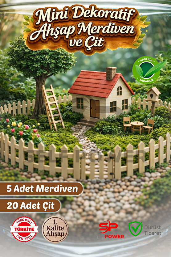 Minİ Dekore Ahşap Çit Ve Merdiven 20 Çit 5 Merdiven