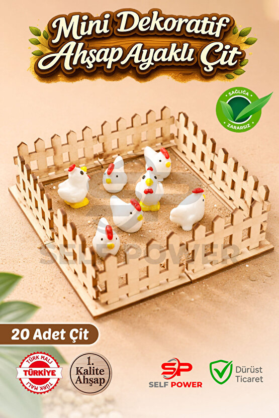 Ayaklı Dekoratif Mini Çit 20 Adet